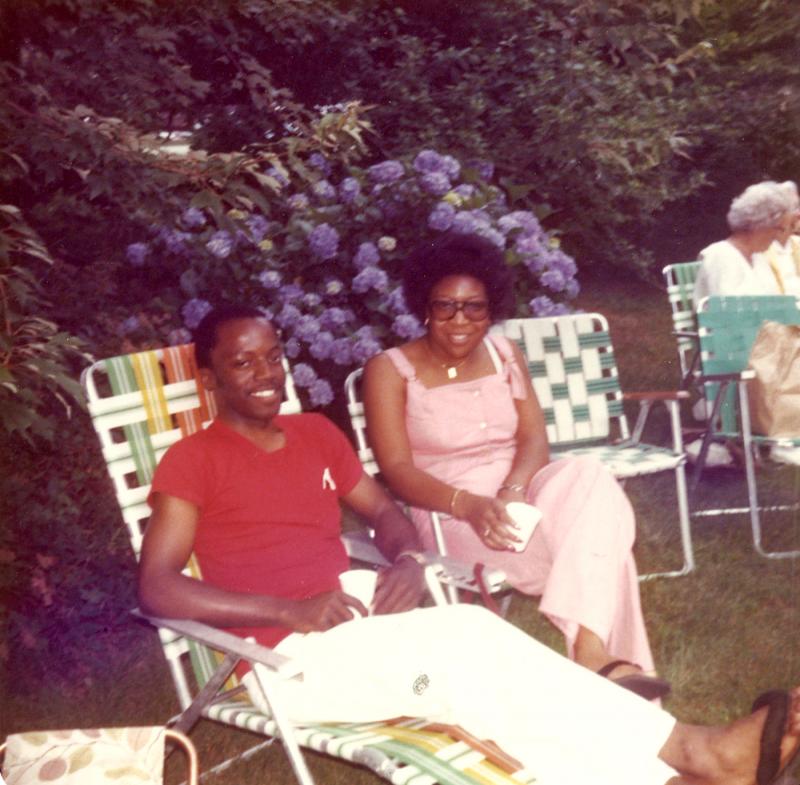 Linda Bonville and her husband Diaz relaxing at party early in their relationship. SUBMITTED PHOTO